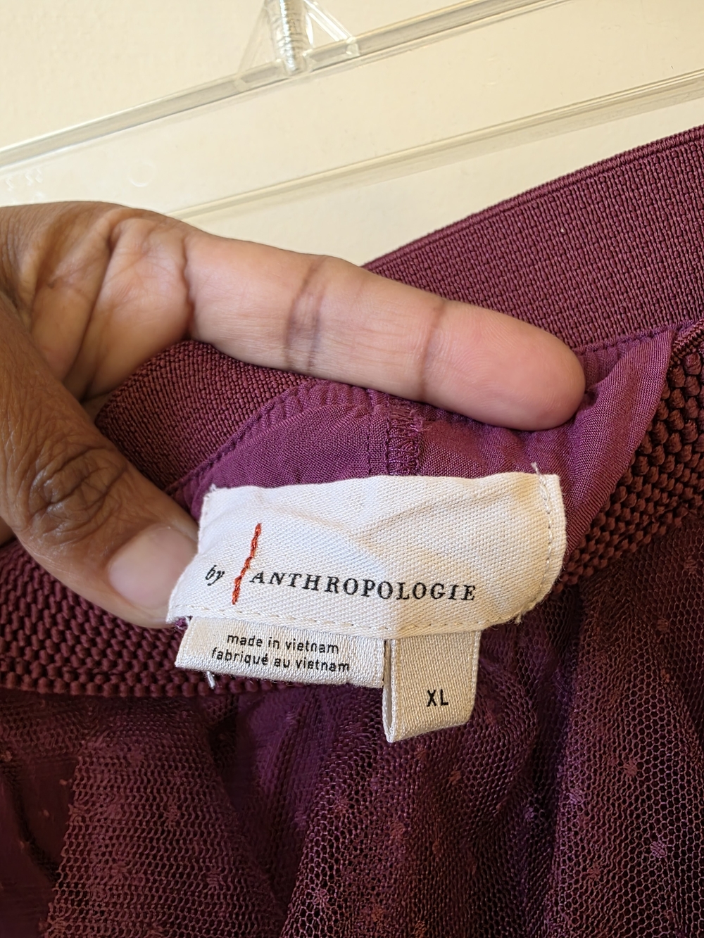 By Anthropologie Burgundy Layered Tulle Midi Skirt - Picture 3 of 3